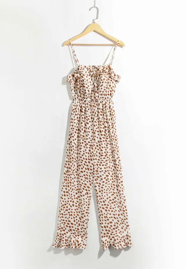 Women's printed wide leg pants Beige - Shop at LoveMi