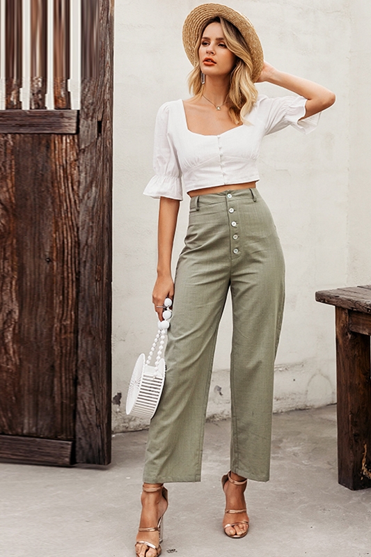 Slim-fit high-rise straight-leg trousers