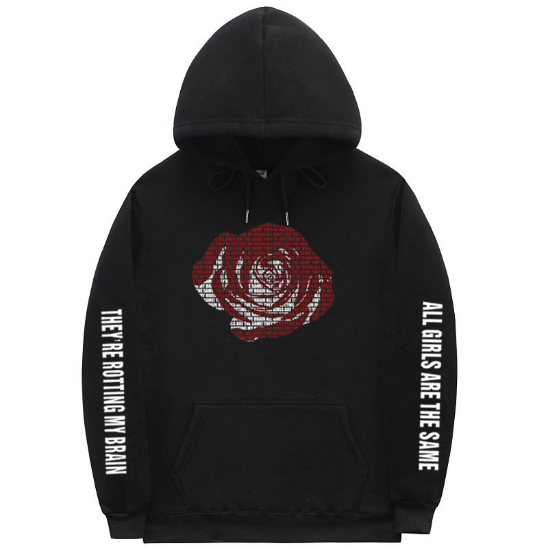 Printed fashion loose hooded sweatshirt