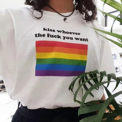 Rainbow Letters Plus Size Short Sleeve