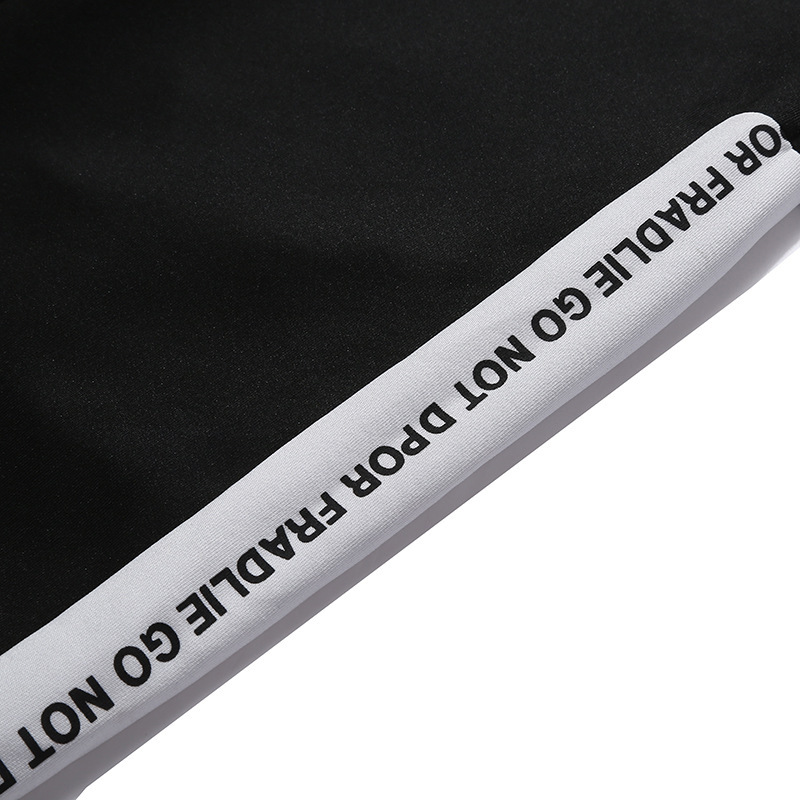 Hooded stripe letter sports suit