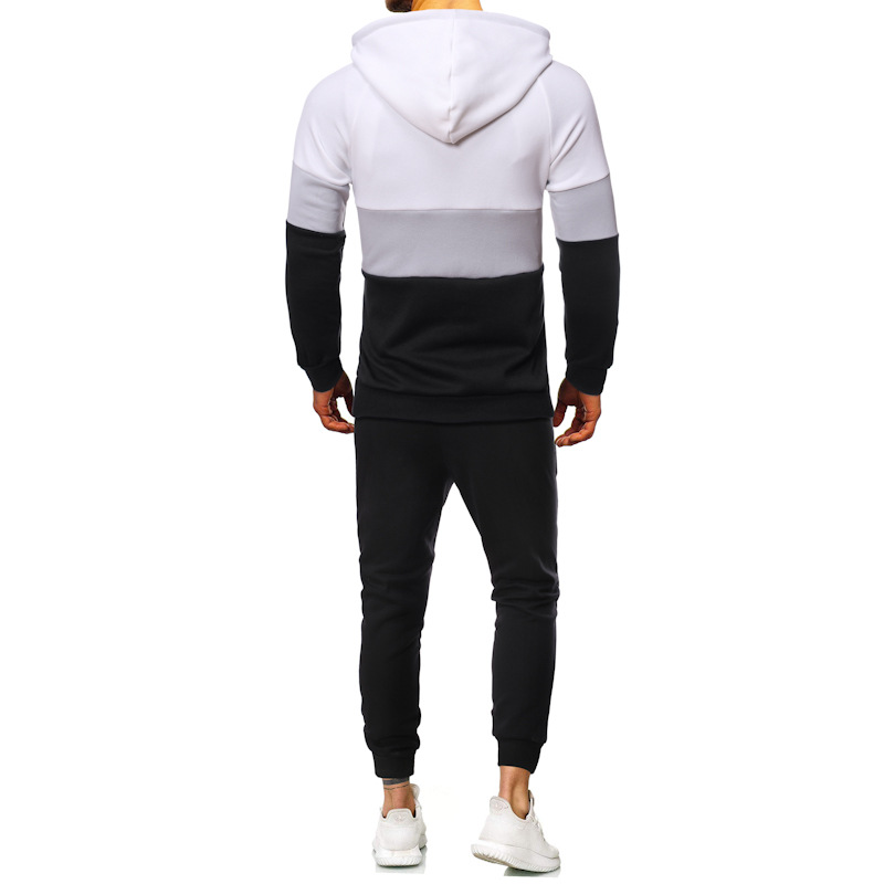 Men's casual slim zipper hooded sweater suit