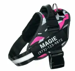Personalized Custom Reflective Breathable Dog Harness NO PULL Adjustable Pet Harness For Small Large Dog Harness Vest With Patch - Caouflage Pink - View 1