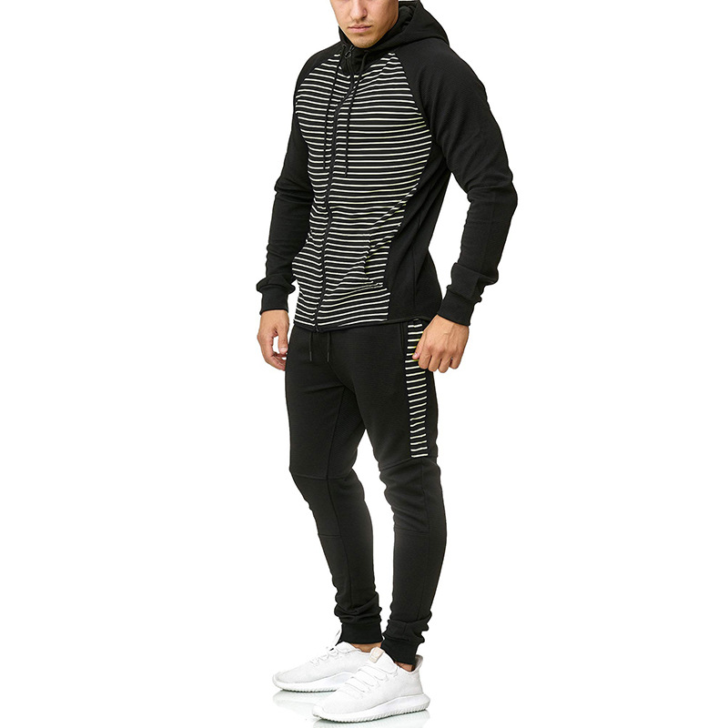 Men's striped printed casual sports suit
