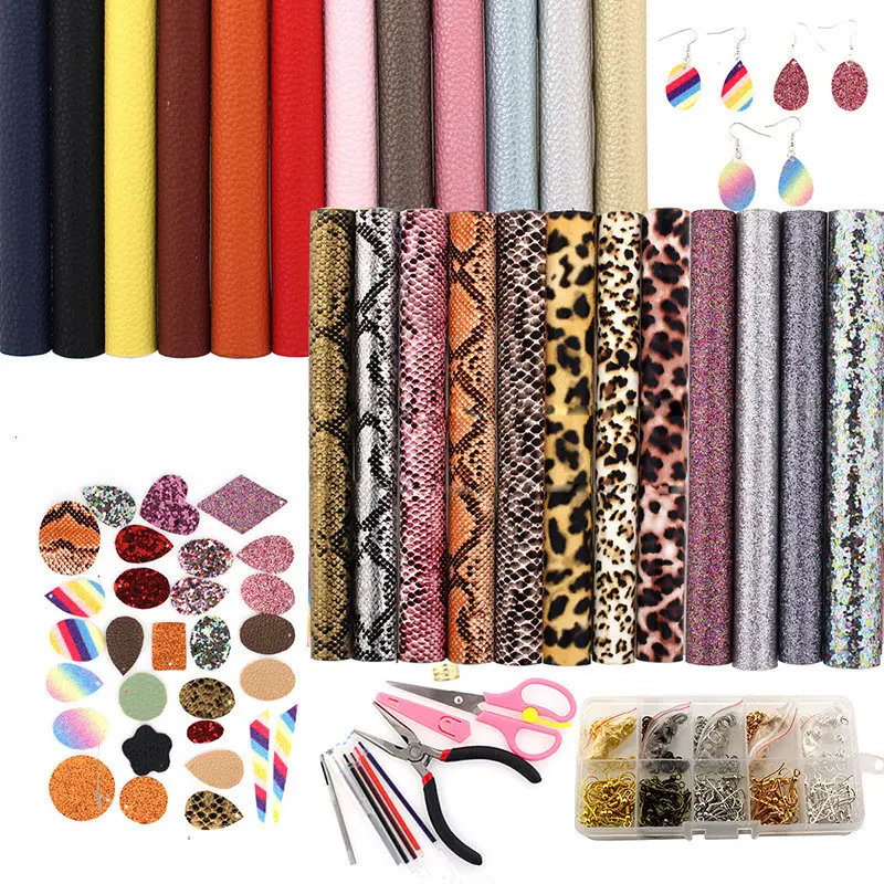 DIY Earrings Set Pu Leather Double-sided Set