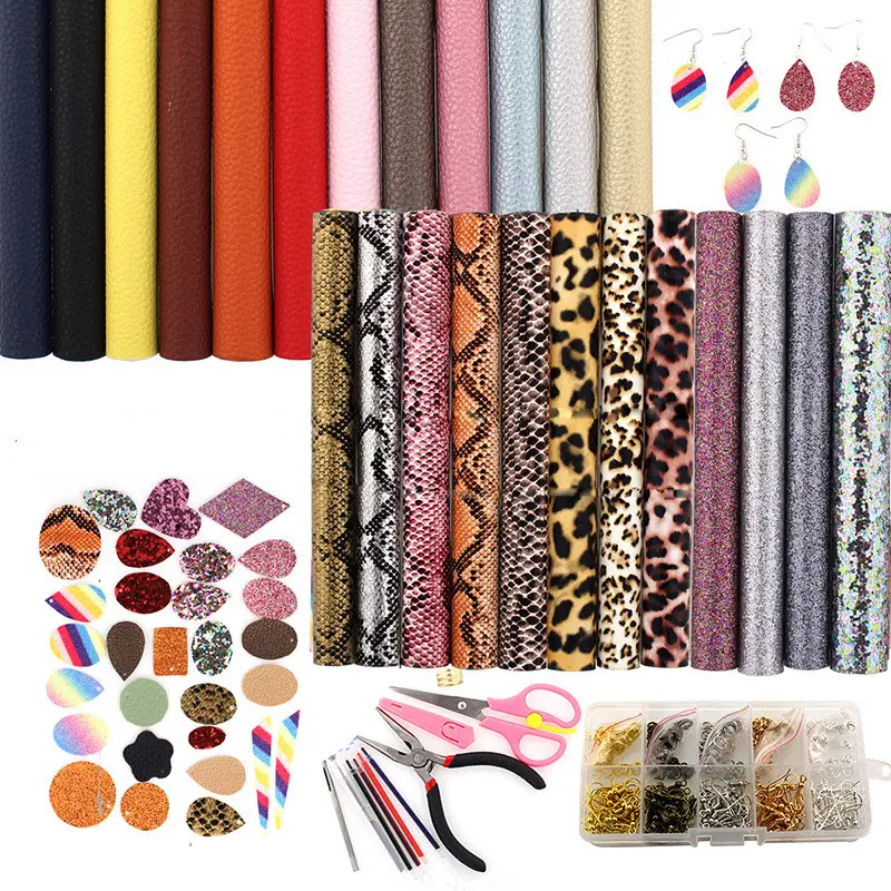 DIY earrings set pu leather double-sided