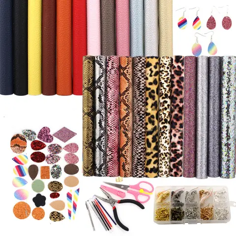 DIY Earrings Set Pu Leather Double-sided Set