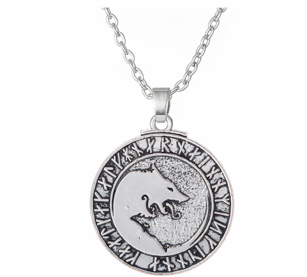 Title 4, Pirate Viking Wolf Animal Pendant Necklace