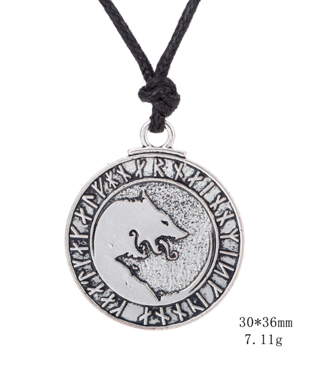 Title 3, Pirate Viking Wolf Animal Pendant Necklace