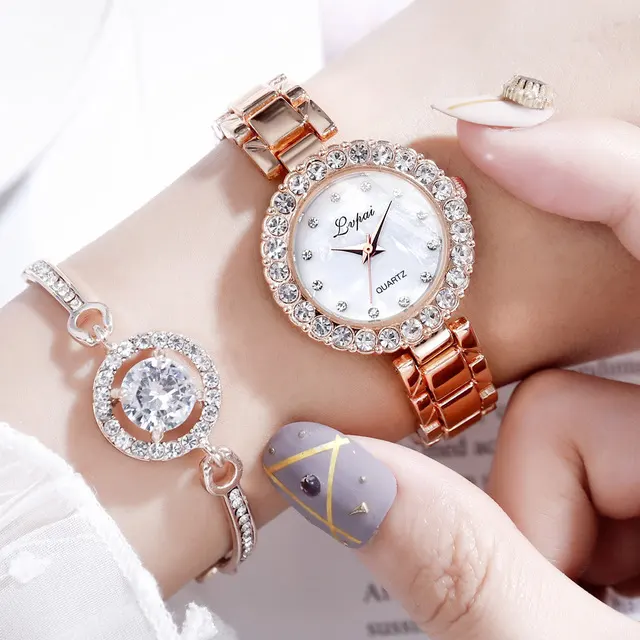 Watches-Set Bangle Clock Bracelet Wrist-Watch Quartz Women Fashion Ladies