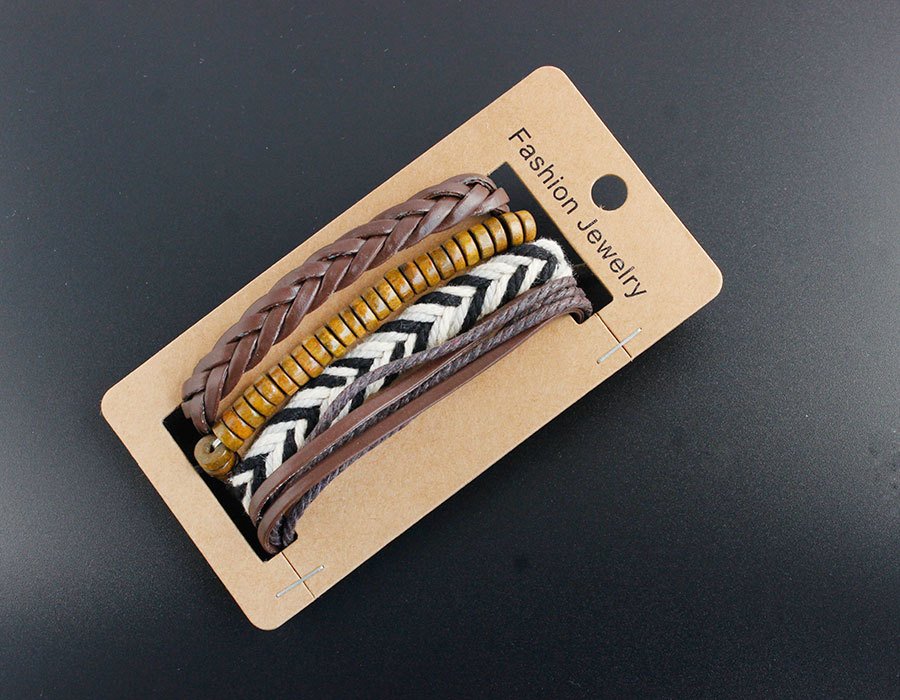 Wooden Bead Braided Beaded Wax Bracelet