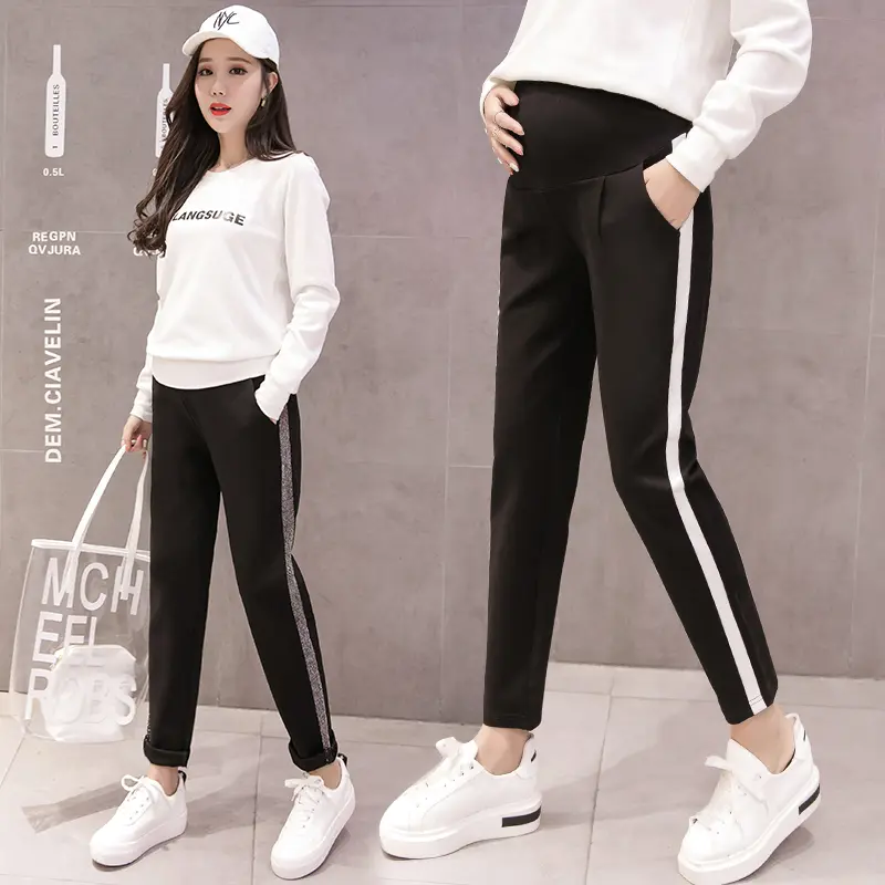 Colorblock stomach lift sports trousers