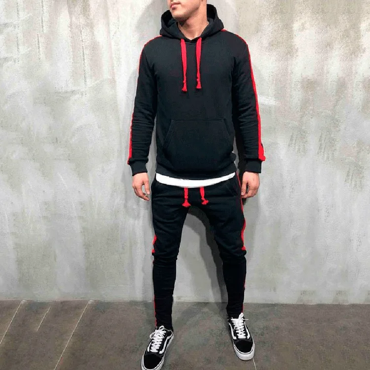 Men's Hooded Striped Sweater Suit