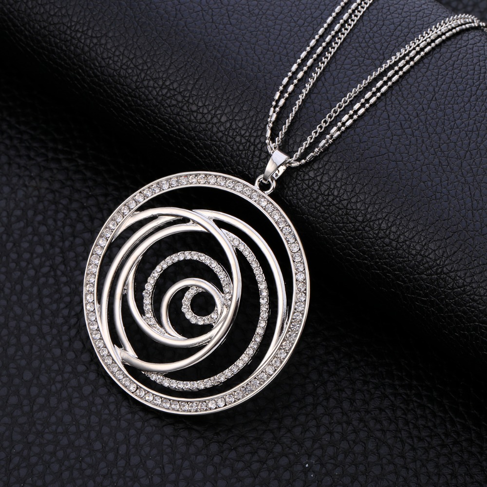 Round hollow sweater chain flower of life long necklace