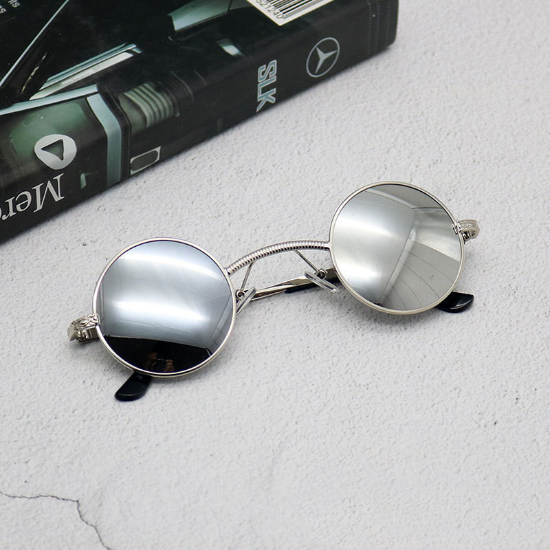 Round Senior Steampunk Fashion Eye Protection Sunglasses Silver - Shop at LoveMi