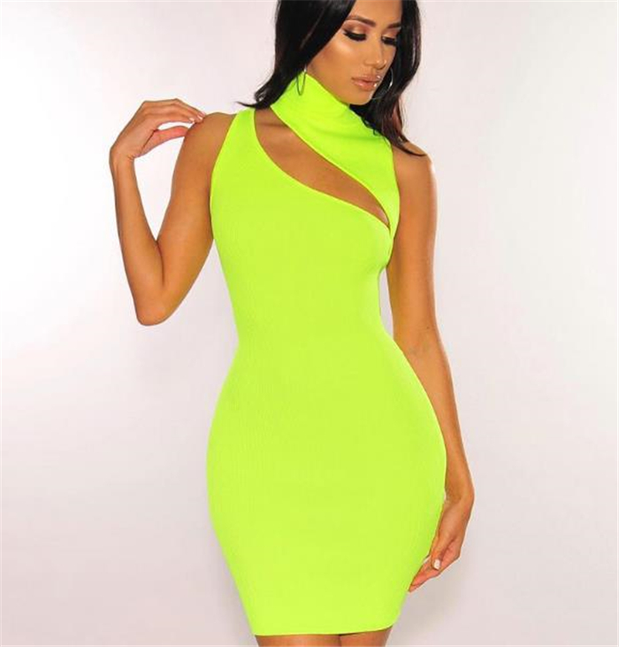 Sexy Hollow Slim Half-High Collar Hip Skirt