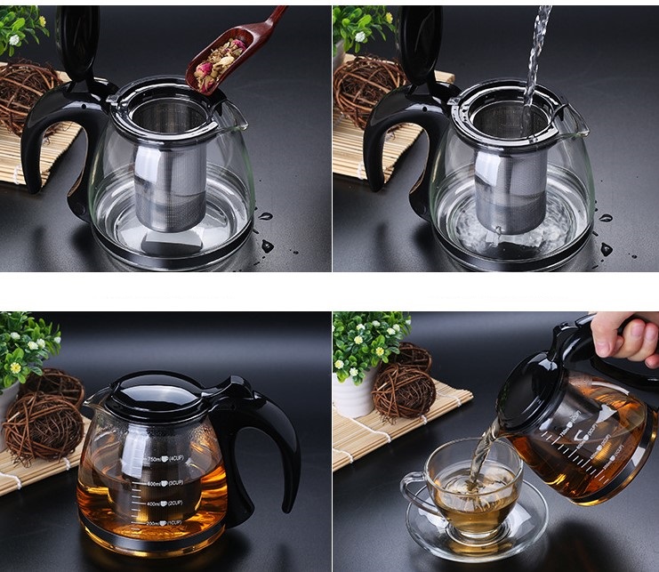 Heat resistant glass teapot 1200ml