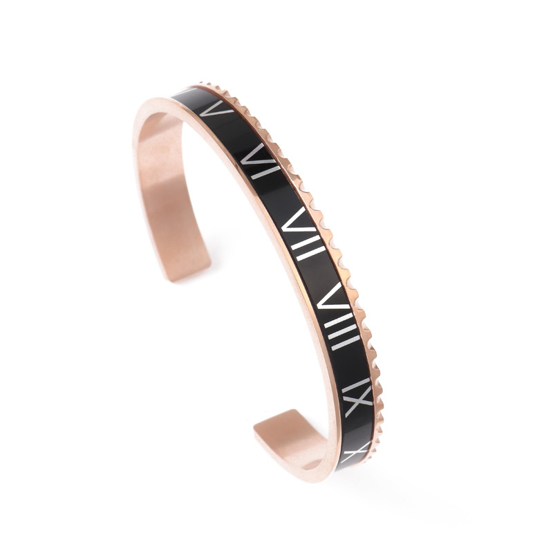 New Roman numeral cuff bracelet stainless steel four-color bracelet