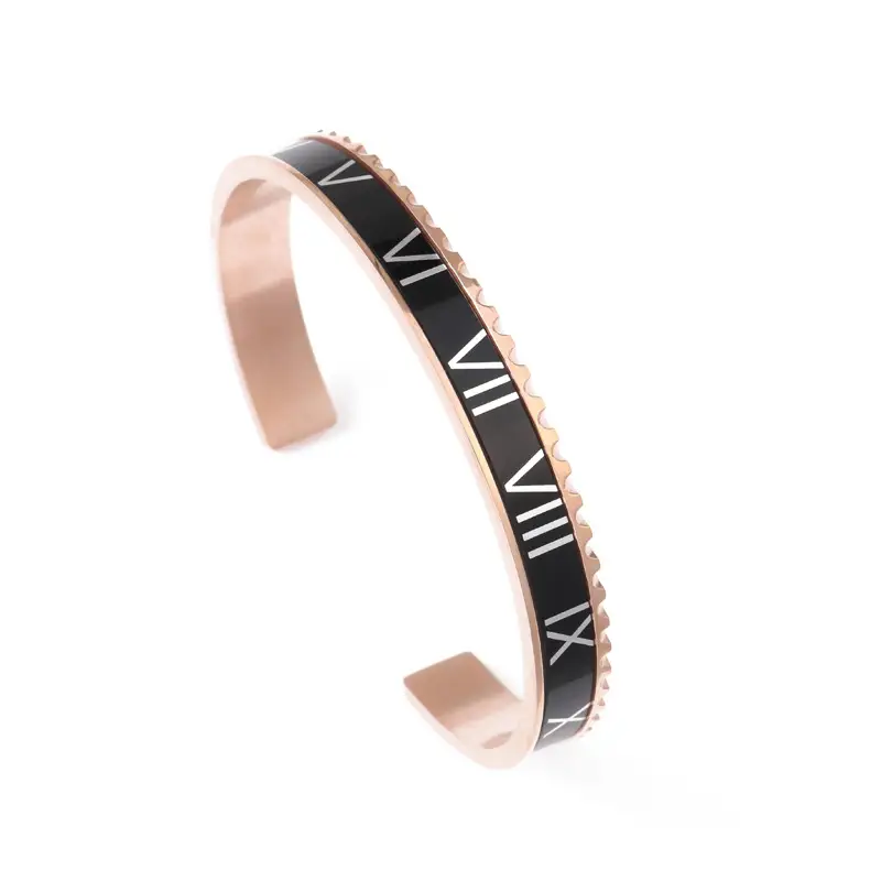 New Roman numeral cuff bracelet stainless steel four-color bracelet