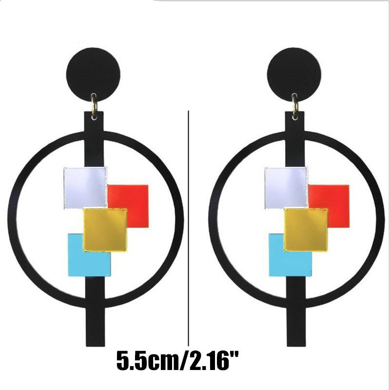 Personalized wild color geometric round acrylic earrings
