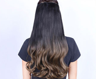 Big wave one piece wig hair piece Gradient Cyan - Shop at LoveMi