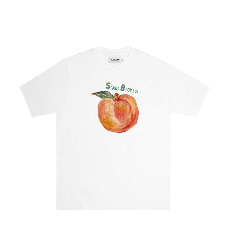Hand-painted peach print short sleeves