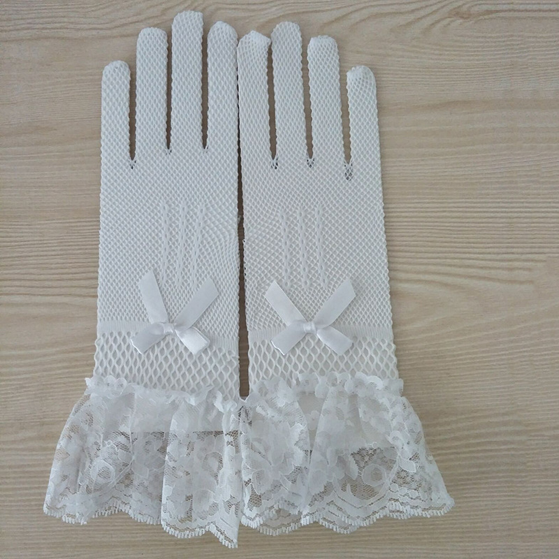 1 pair Knitted stretch mesh gloves White - Shop at LoveMi