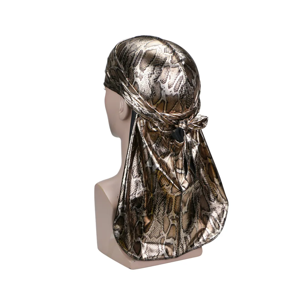 Long-tailed pirate hat and python print cap - Python Gold