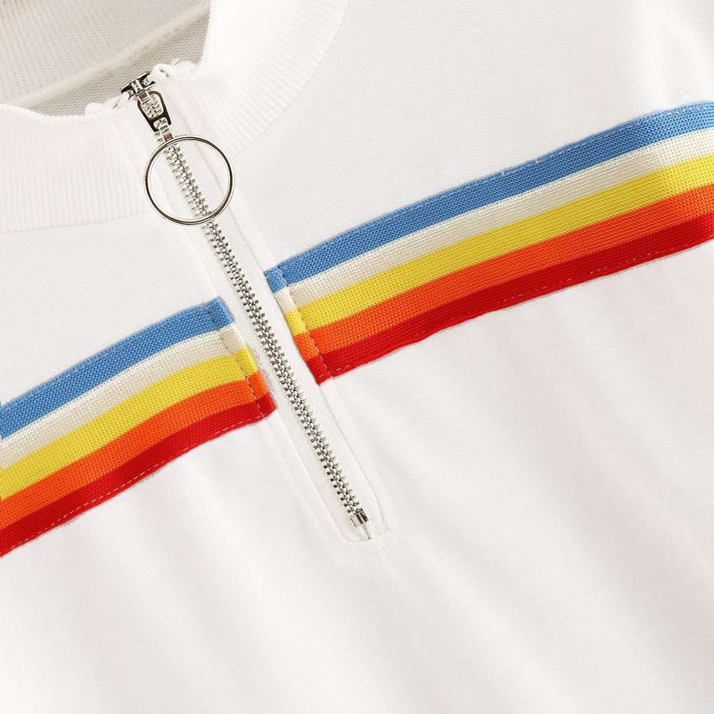 Rainbow long sleeve zipper striped women's sweatshirt