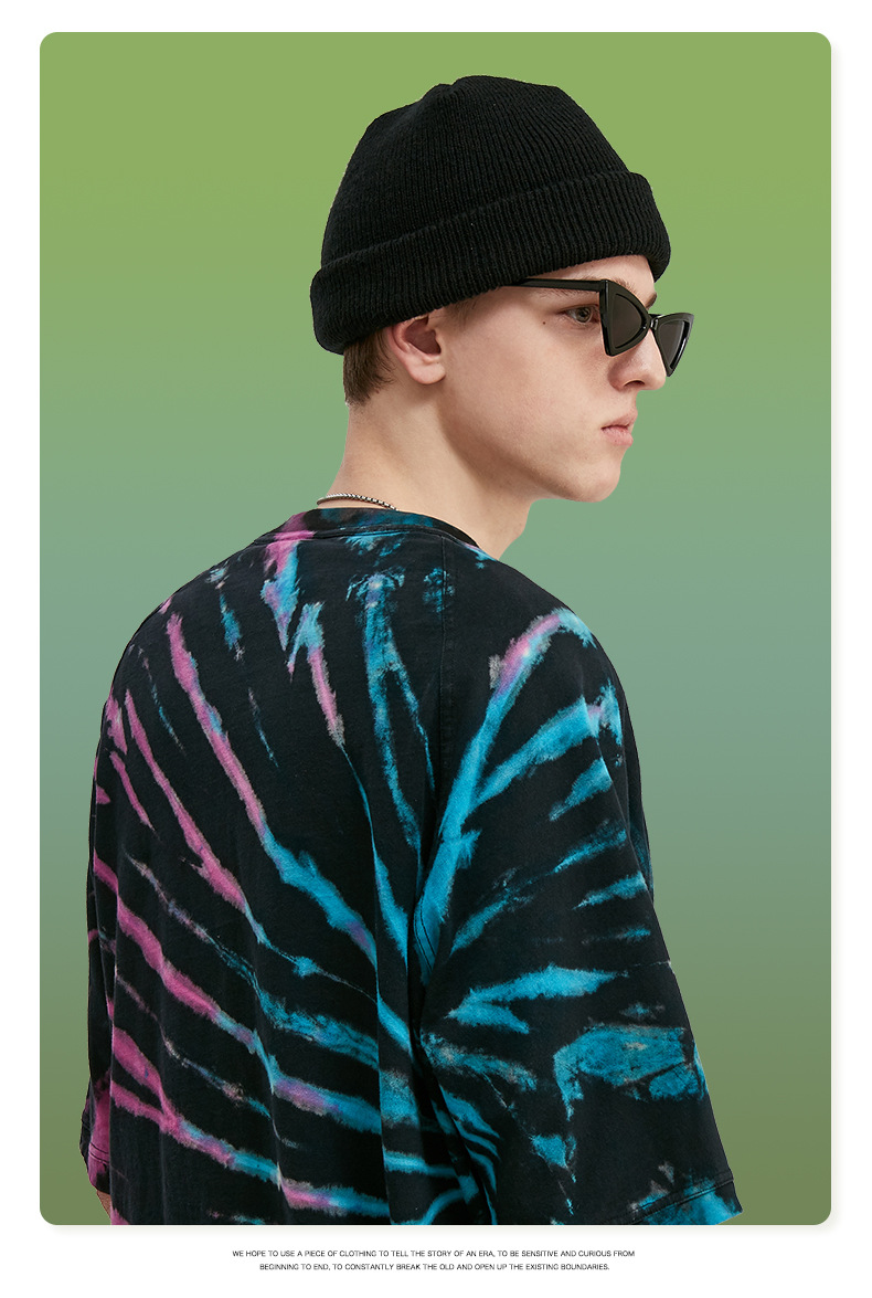 Irregular color spin thread tie-dye short sleeve