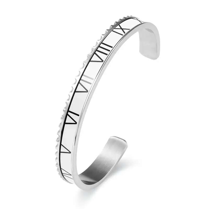 New Roman numeral cuff bracelet stainless steel four-color bracelet
