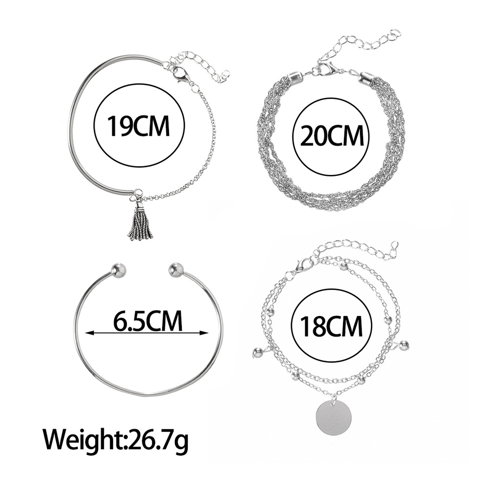 Silver smooth tassel bracelet