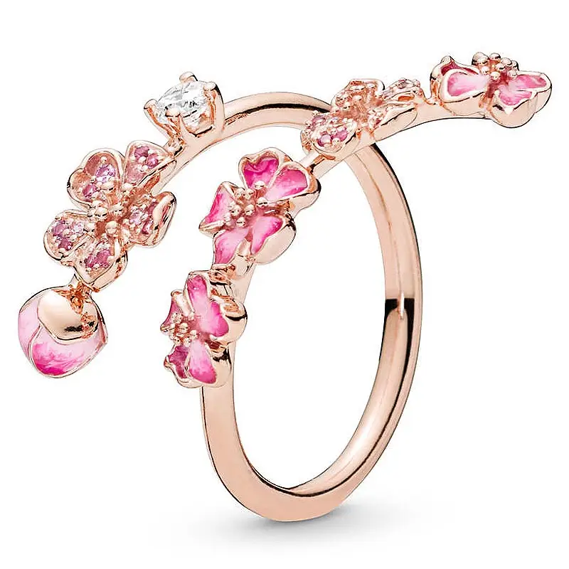 Peach blossom petal ring female