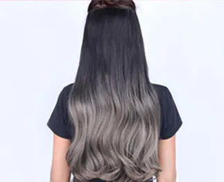 Big wave one piece wig hair piece Gradient Linen Grey - Shop at LoveMi