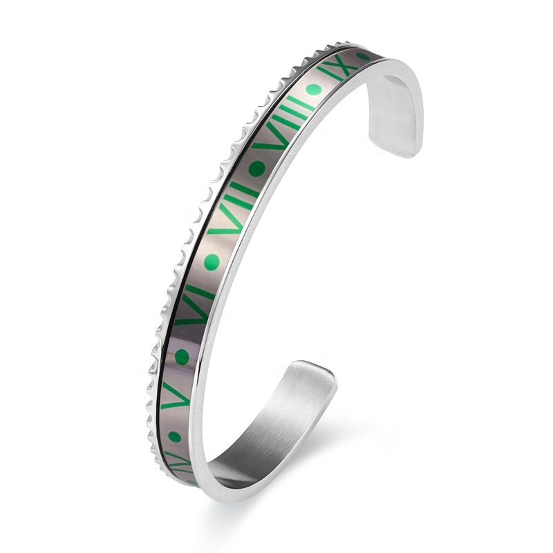 New Roman numeral cuff bracelet stainless steel four-color bracelet