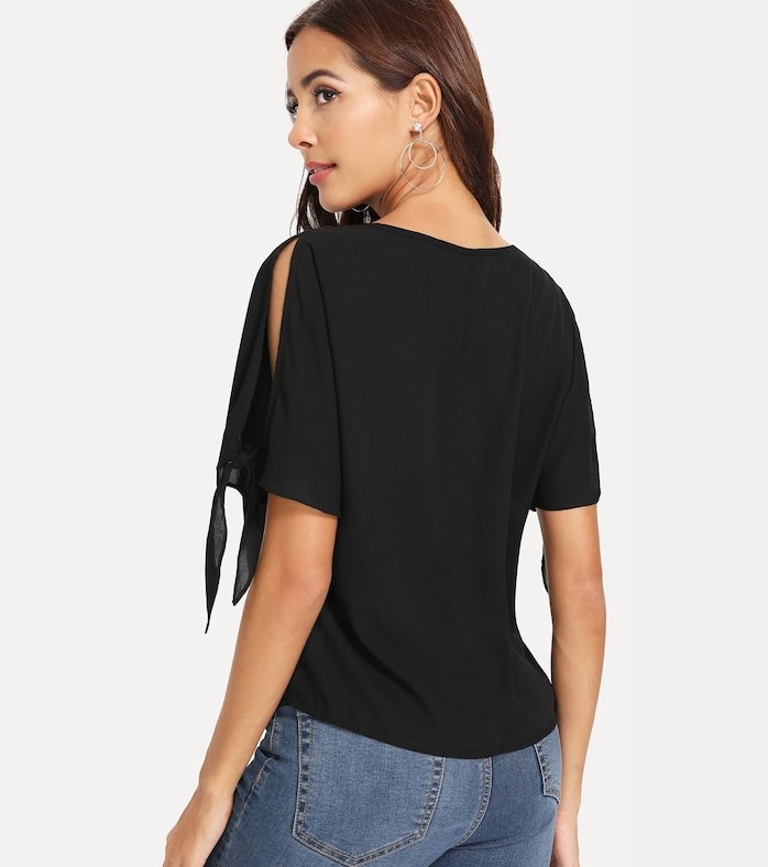 European and American women's round neck top