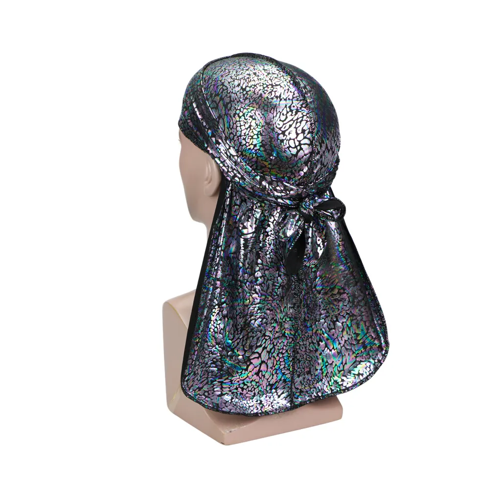 Long-tailed pirate hat and python print cap - Silver