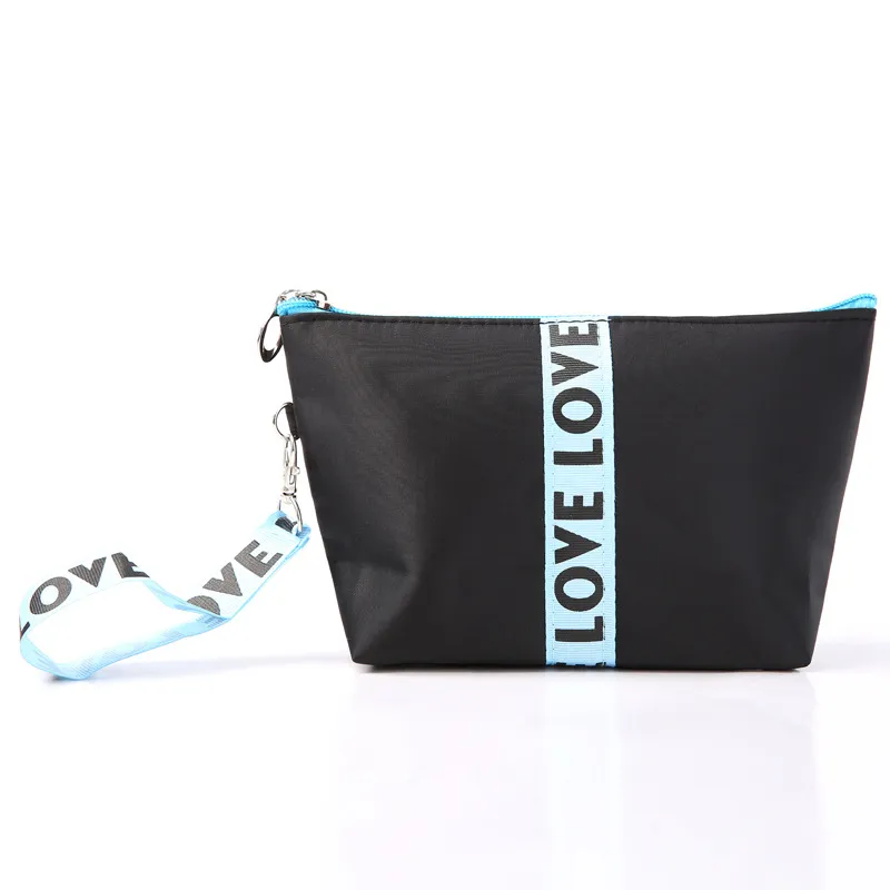 Nylon flat angle makeup storage bag - Blue