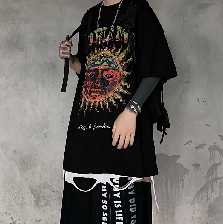 Popular logo dark print short sleeved T-shirt casual casual T-shirt man