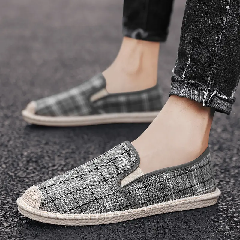 Summer breathable linen fisherman men canvas shoes