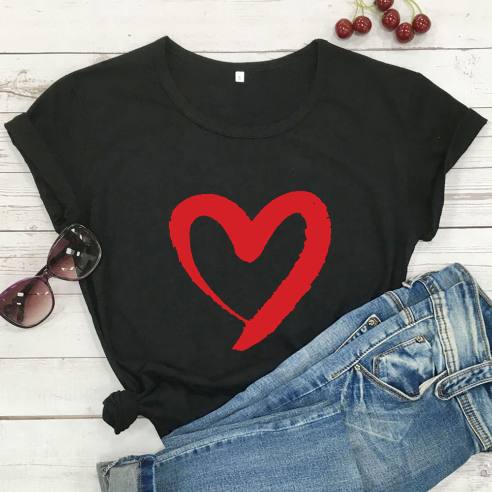 Women’s Heart Graphic T-Shirt - Cute Casual Soft Tee - Multiple Colors & Sizes - Picture 1 of 10