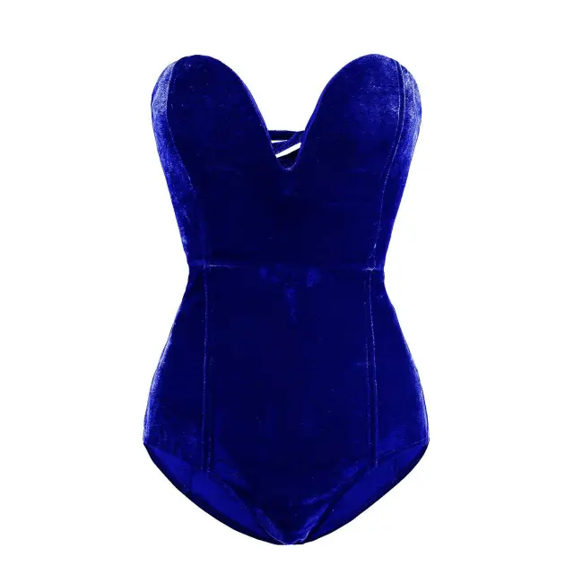 Gold velvet sexy tube top opensuit Blue - Shop at LoveMi