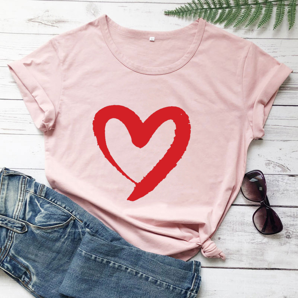Women’s Heart Graphic T-Shirt - Cute Casual Soft Tee - Multiple Colors & Sizes - Picture 7 of 10