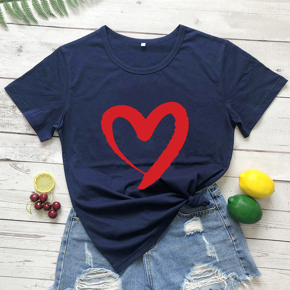 Women’s Heart Graphic T-Shirt - Cute Casual Soft Tee - Multiple Colors & Sizes - Picture 2 of 10