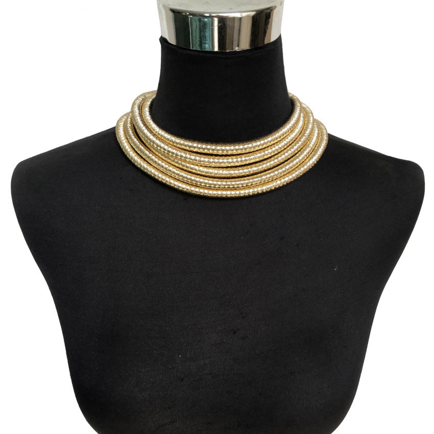 Multi-layer braided rope exaggerated necklace