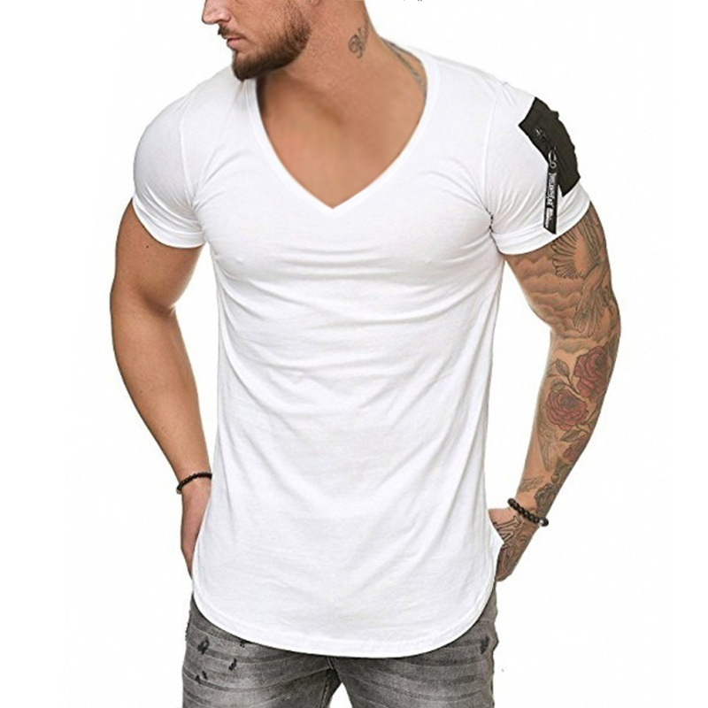 Short sleeve zip shoulder T-shirt