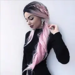 Long straight hair fashion gradient fake hair - Gradient Light Pink - View 1