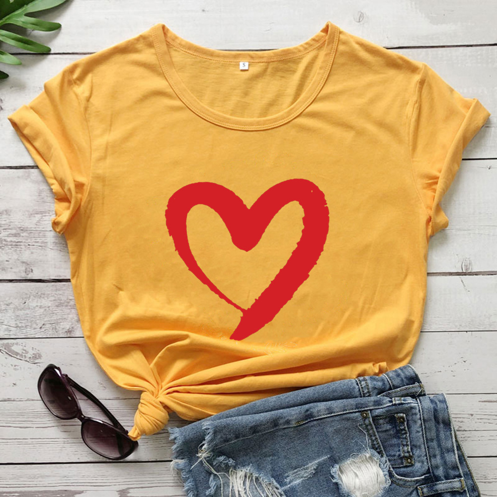 Women’s Heart Graphic T-Shirt - Cute Casual Soft Tee - Multiple Colors & Sizes - Picture 10 of 10