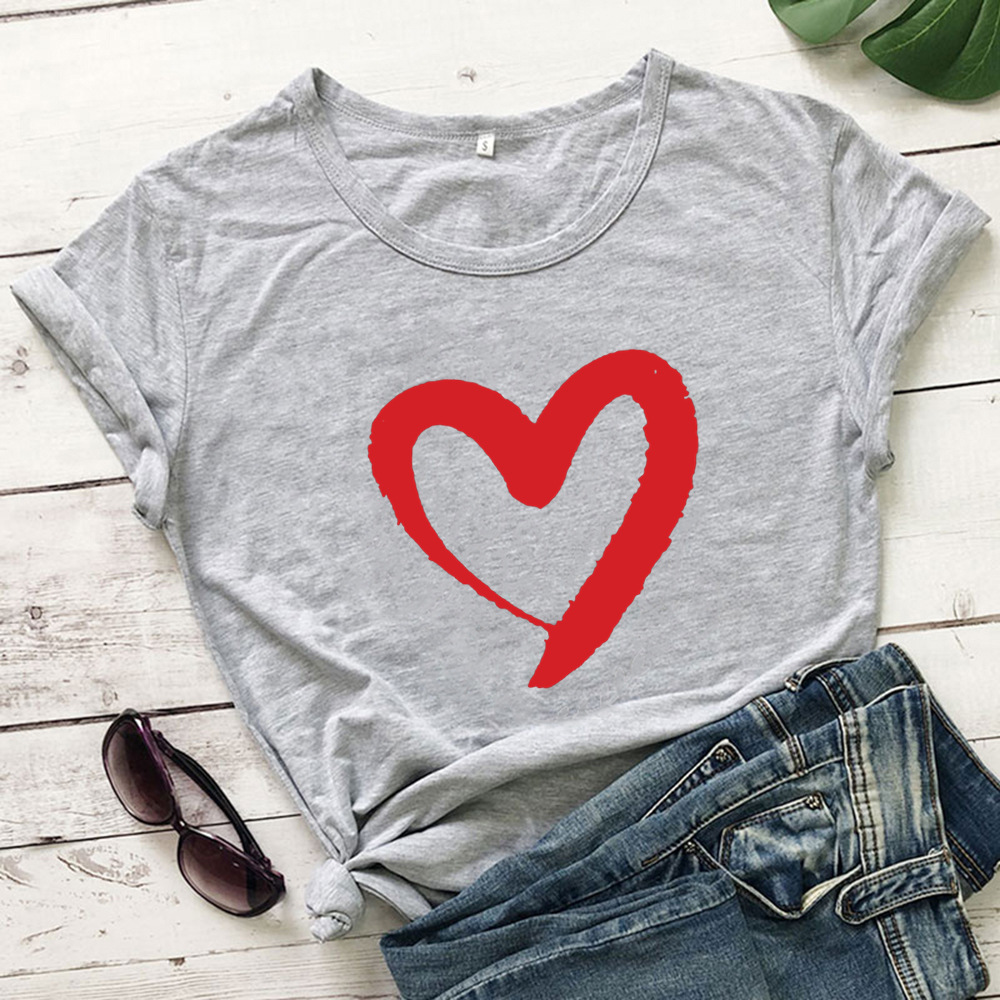 Women’s Heart Graphic T-Shirt - Cute Casual Soft Tee - Multiple Colors & Sizes - Picture 4 of 10