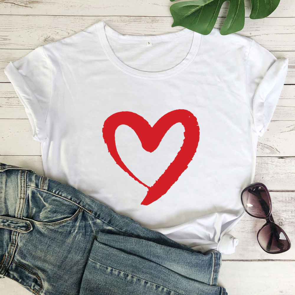 Women’s Heart Graphic T-Shirt - Cute Casual Soft Tee - Multiple Colors & Sizes - Picture 9 of 10